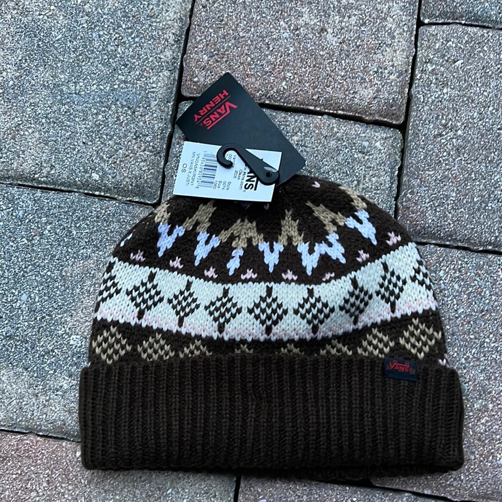 Vans MN VANS Jucti Brown Ornament Beanie Winter Fall Hat Women Men VN0A5KIR3N1